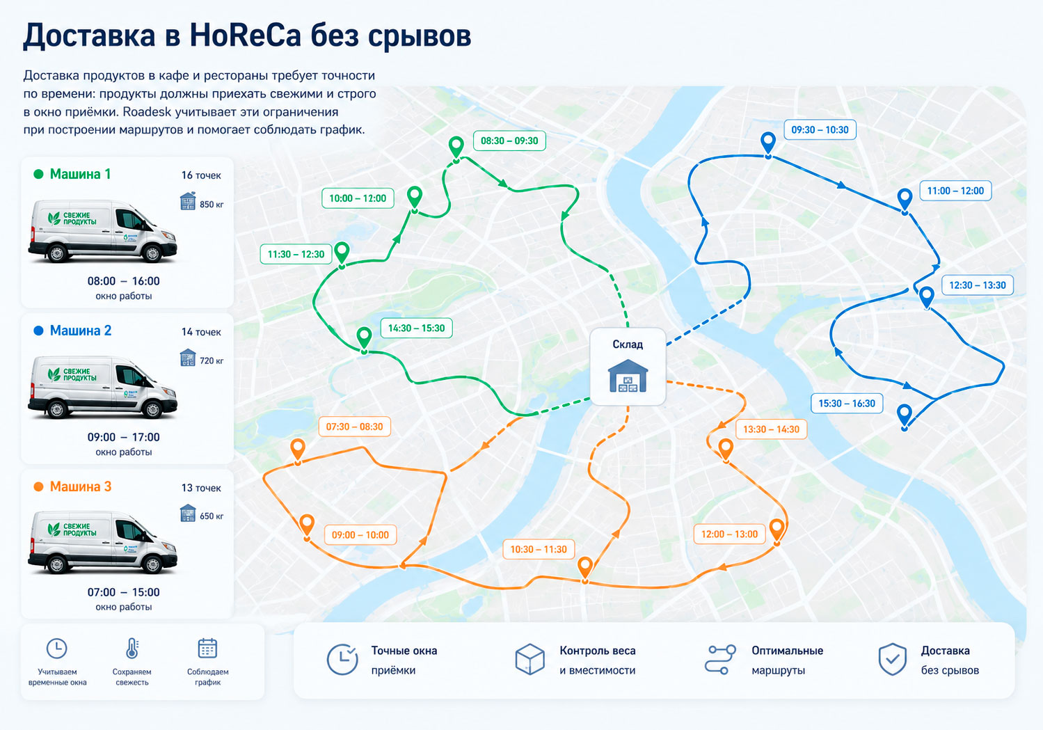 Доставка продуктов в кафе и рестораны по графику