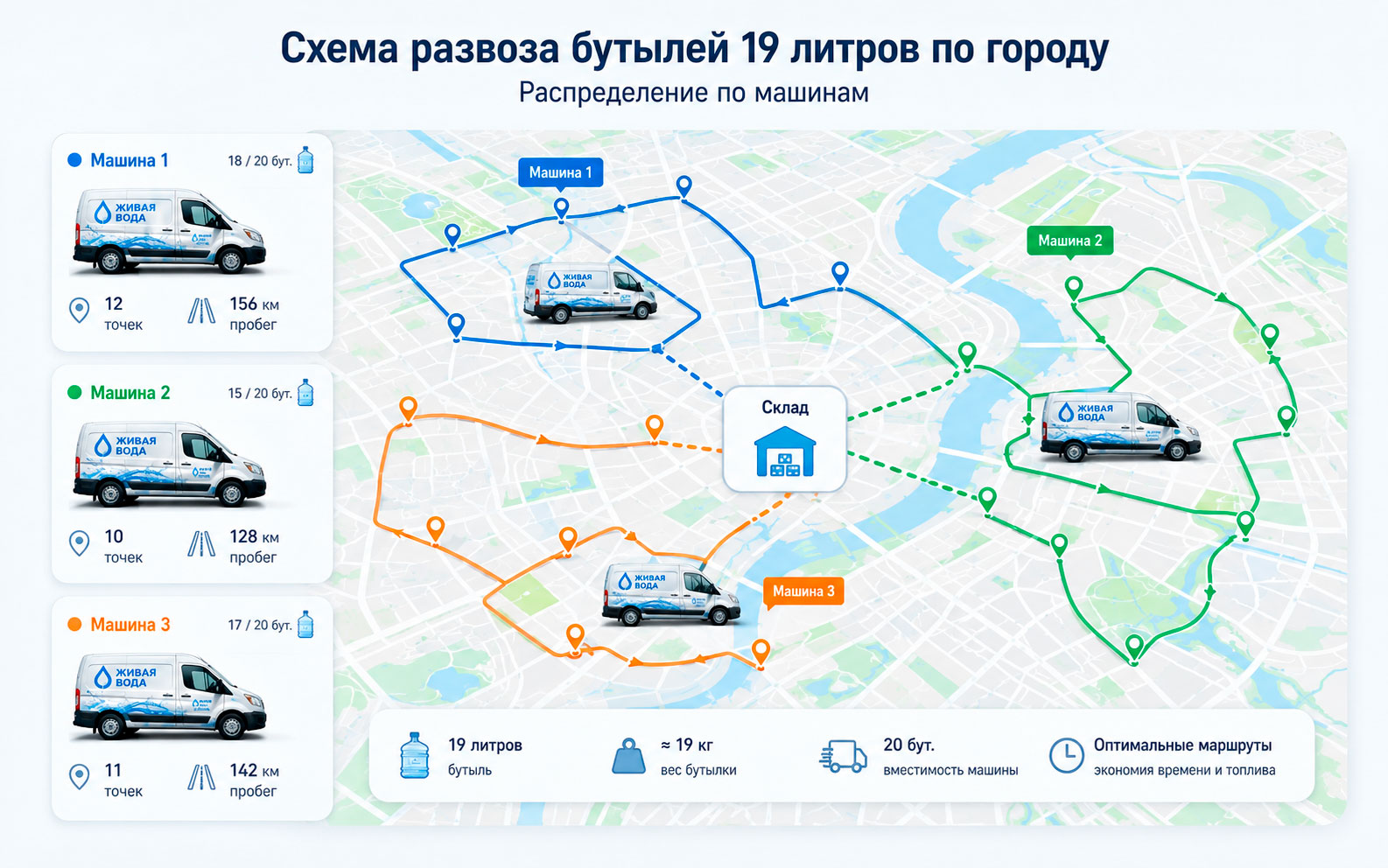Логистика развоза бутилированной воды 19 литров